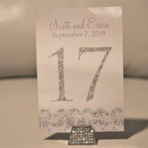 ELEGANT RHINESTONE WEDDING TABLE CARD No. HOLDERS